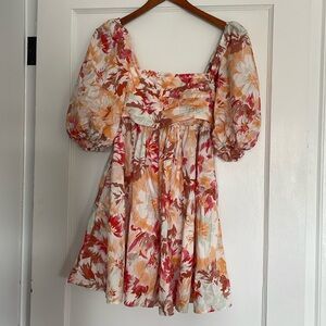 Abercrombie & Fitch Ruched Bodice Puff Sleeve Mini Dress, Floral Print Size Sm